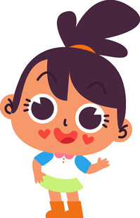 可爱卡通小女孩挥手