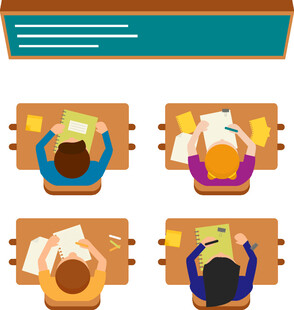 学生在课桌前专注学习
