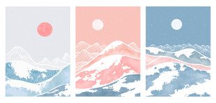 日式浮世绘风格海浪风景图