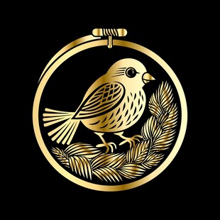 金色小鸟麦穗精致图标