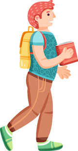 背着书包上学的男孩