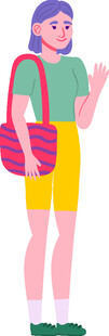 提包女子的休闲日常