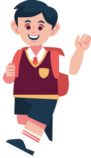 背着书包的快乐小学生