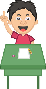 举手发言的小男孩