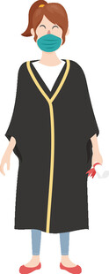 戴口罩的学士服人物形象