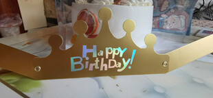 金色生日快乐皇冠装饰