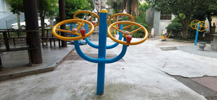 户外蓝色健身旋转器材