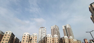 晴空下的城市高楼景观