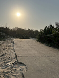 夕阳下的空旷道路
