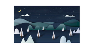 静谧月夜山林风景图