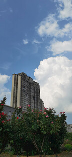 蓝天白云下的城市建筑