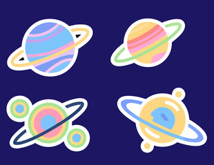 可爱多彩行星贴纸
