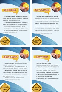 蓝色简约安全生产制度展板四件套