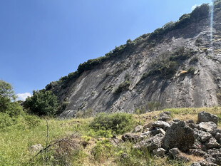 陡峭山坡与周边植被景观