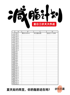 减肥计划 减肥表格  减肥记录