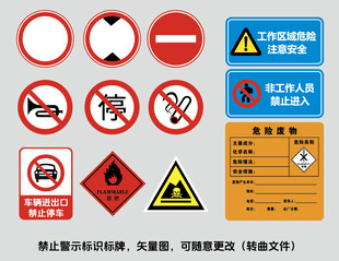 常见交通警示标识集合