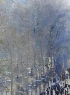 冬日雪林油画