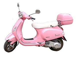 粉色复古风电动踏板摩托车