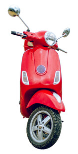 红色复古电动踏板摩托车