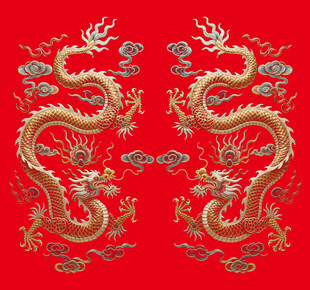 双龙戏珠刺绣图案
