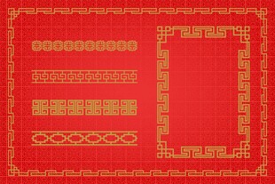 中式传统红色花纹图案