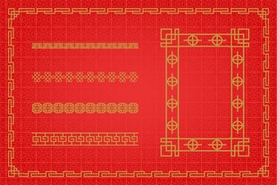 中式红色边框花纹图案