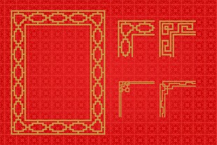 中式红色金边装饰边框