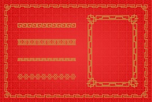 红色金边装饰图案设计