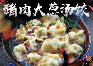 猪肉大葱汤饺诱人美味展板海报