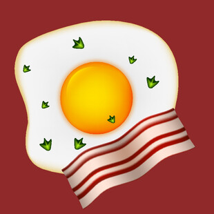 煎蛋配培根美食插画