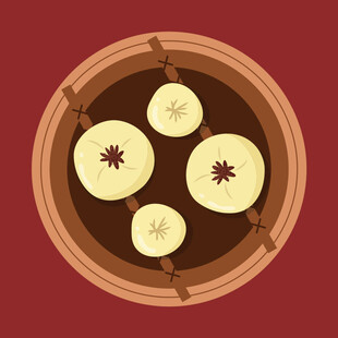 竹制容器中的切片水果