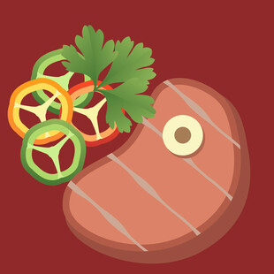 美味牛排配多彩蔬菜