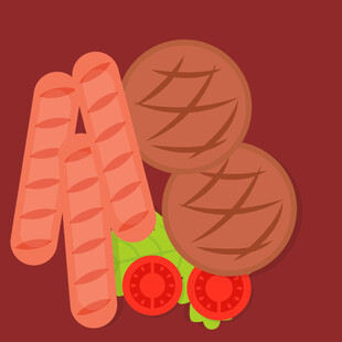 美味烤肉与香肠组合