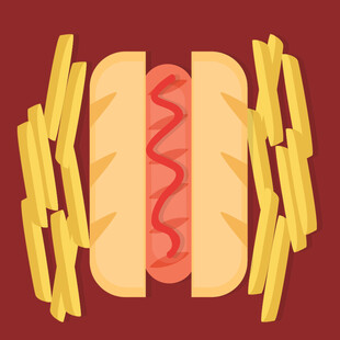 热狗配薯条美食插画