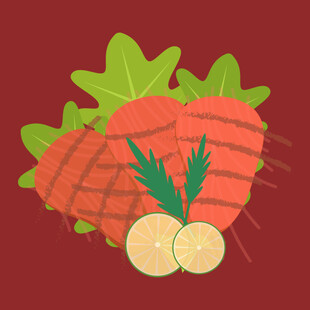 美味烤肉配新鲜蔬菜