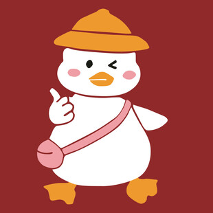 戴帽挎包的俏皮小鸭子