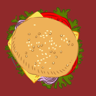 美味夹心汉堡插画