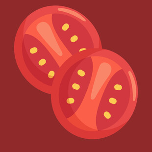 两半鲜红多汁的番茄