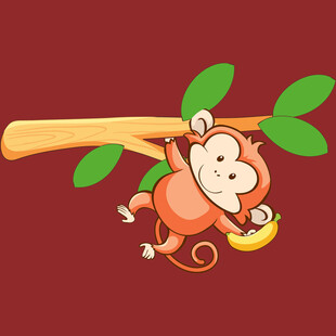 树上小猴持香蕉