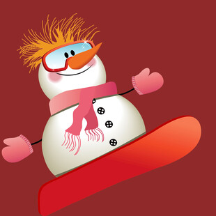 滑雪的可爱雪人