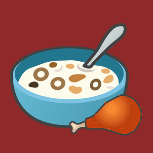 美味早餐 谷物粥与炸鸡腿