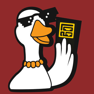 卡通鸭手持神秘卡片