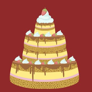 多层美味奶油生日蛋糕