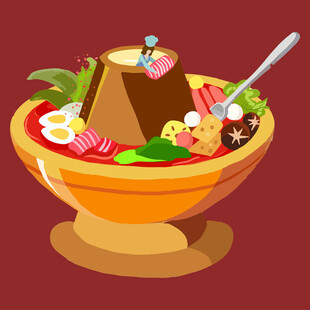 美味甜品碗中的多样食材