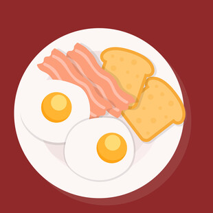 美味早餐煎蛋培根配吐司