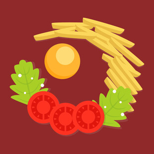 薯条番茄鸡蛋清新组合