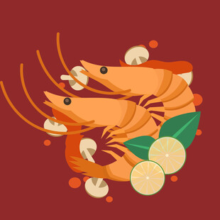 美味鲜虾与配菜组合