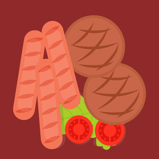 美味烤肠与肉饼