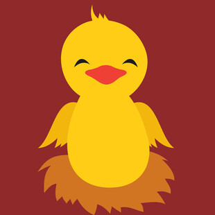 黄色小鸡坐于稻草上