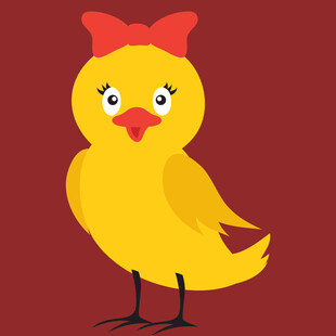 可爱小黄鸡 头戴红蝴蝶结